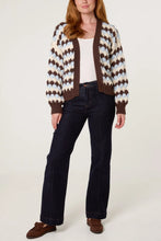 Load image into Gallery viewer, Brown and Blue Scallop Cardigan