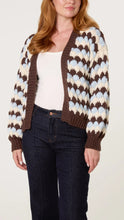 Load image into Gallery viewer, Brown and Blue Scallop Cardigan