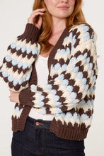 Load image into Gallery viewer, Brown and Blue Scallop Cardigan