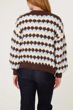 Load image into Gallery viewer, Brown and Blue Scallop Cardigan