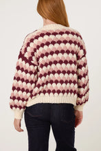 Load image into Gallery viewer, Pink and Wine Scallop Cardigan
