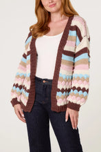 Load image into Gallery viewer, Pink Scallop Striped Knit Cosy Cardigan