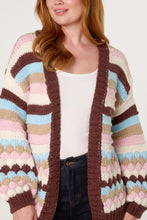 Load image into Gallery viewer, Pink Scallop Striped Knit Cosy Cardigan