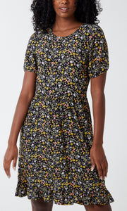 Cut Out Tie Back Floral Mini Dress