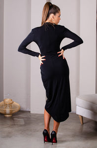 Black Print Forever Wrap Dress