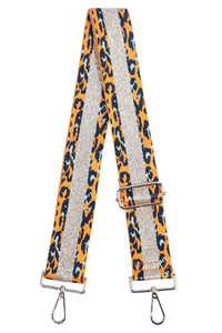 Orange Animal Print Bag Strap With Glitter Stripe