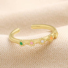 Load image into Gallery viewer, Adjustable Enamel Daisy Ring in Gold