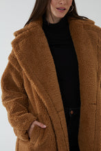 Load image into Gallery viewer, Brown Drop Shoulder Teddy Bear Coat