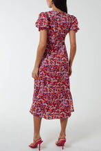 Load image into Gallery viewer, Frill Puff Sleeve Floral Midi Dress