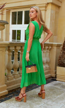 Load image into Gallery viewer, Ella Apple Green Wrap Over Pleated Jumpsuit