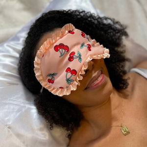 Cherry Print Satin Sleep Mask