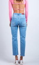 Load image into Gallery viewer, Mid Blue Ripped Denim Boyfriend Fit Jeans