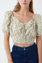 Load image into Gallery viewer, Floral Shirred Waist Milkmaid Crop Top