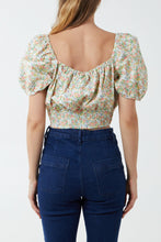 Load image into Gallery viewer, Floral Shirred Waist Milkmaid Crop Top