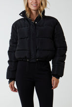 Load image into Gallery viewer, Black Cropped Bomber Jacket