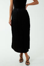 Load image into Gallery viewer, Leopard Satin Jacquard Pleated Midi Skirt