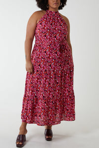 Curve Leopard Halter Neck Maxi Dress