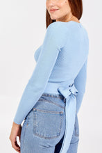 Load image into Gallery viewer, Blue Tie Round Jumper