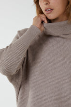 Load image into Gallery viewer, Mocha Roll Neck Ribbed Batwing Top