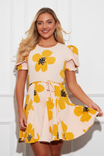 Load image into Gallery viewer, Pixie Skater Mini Dress Mustard Floral