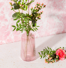 Load image into Gallery viewer, Tall Fluted Glass Vase Pink
