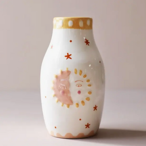 Sun and Moon Face Ceramic Posy Vase, H13.5cm