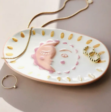 Load image into Gallery viewer, Sun &amp; Moon Face Ceramic Trinket Dish