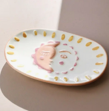 Load image into Gallery viewer, Sun &amp; Moon Face Ceramic Trinket Dish