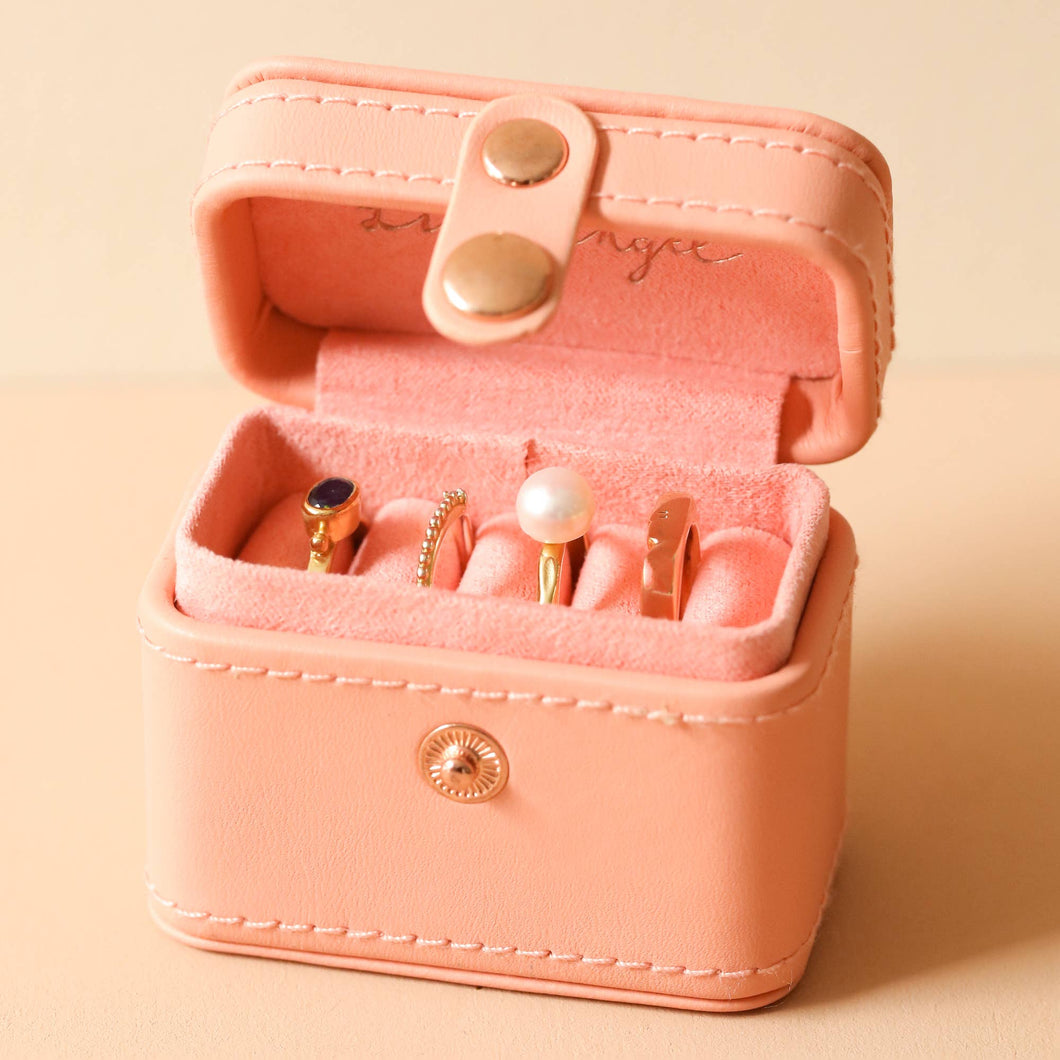 Peach  Pink Mini Travel Ring Boxj