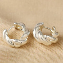 Load image into Gallery viewer, Rope Huggie Hoop Earrings in Silver