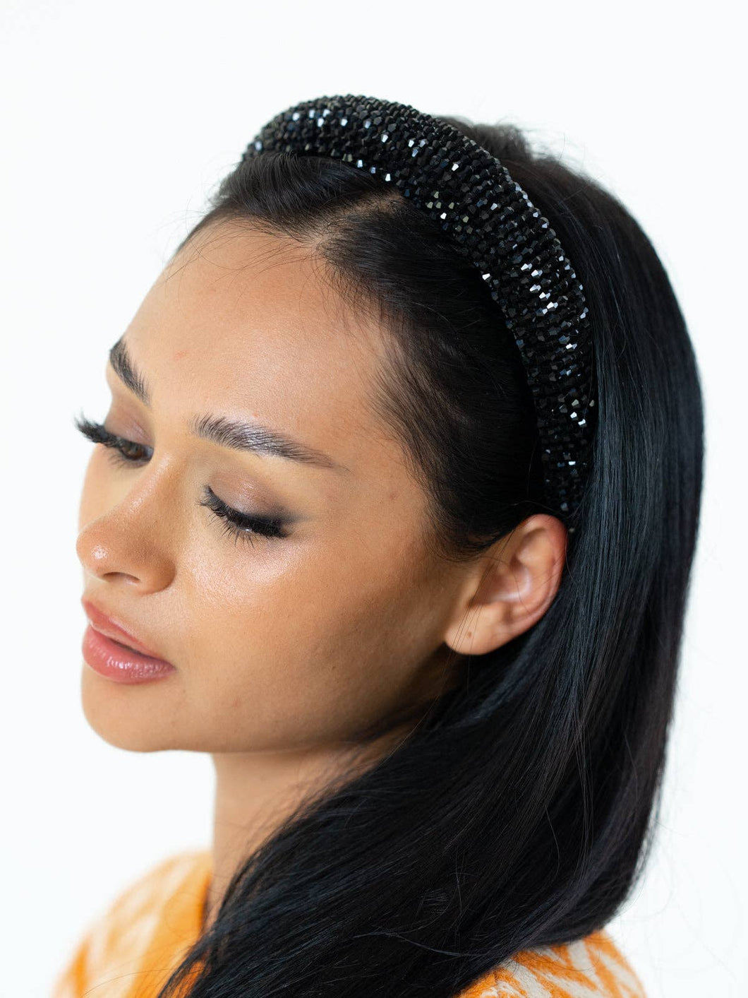 Beaded Headband in Black