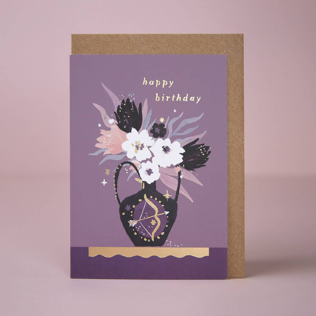 Vase Zodiac Birthday Card | Sagittarius Star Sign Card