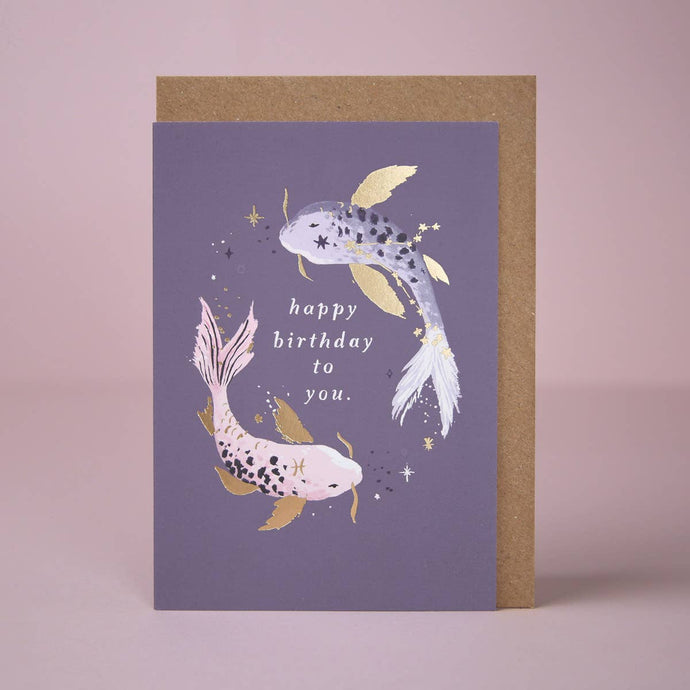 Koi Zodiac Birthday Card | Pisces Star Sign | Astrology Card