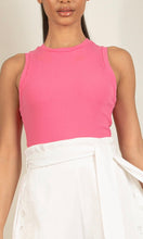 Load image into Gallery viewer, Pink Round Neck Ribbed Bodysuit