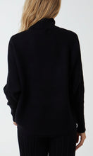 Load image into Gallery viewer, Black Roll Neck Ribbed Batwing Top