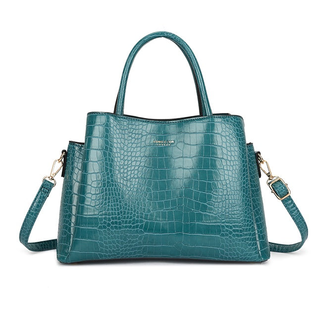 Teal Patent Croc Handbag