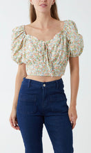 Load image into Gallery viewer, Floral Shirred Waist Milkmaid Crop Top