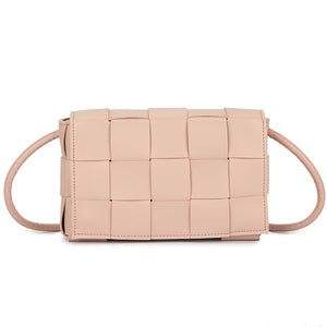 Pink Woven Cross Body Bag