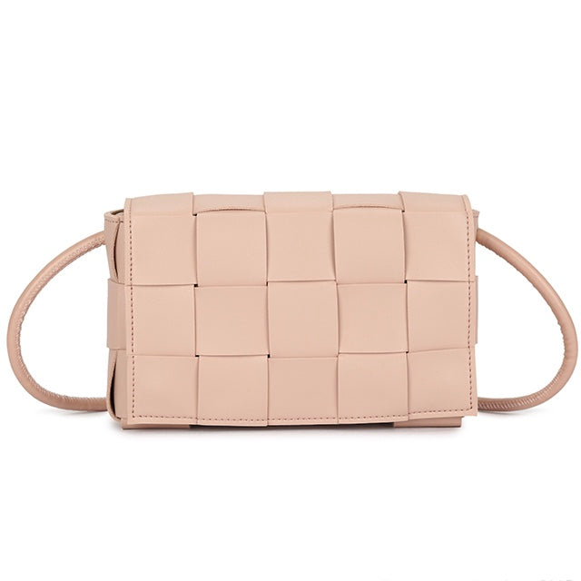 Pink Woven Cross Body Bag