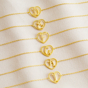 Heart Initial Bracelet