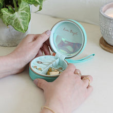 Load image into Gallery viewer, Mini Round Travel Jewellery Box Turquoiseŷ