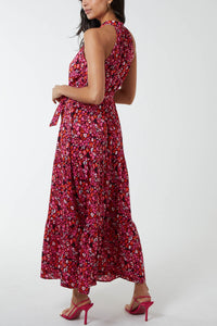 Halterneck Leopard Print Maxi Dress