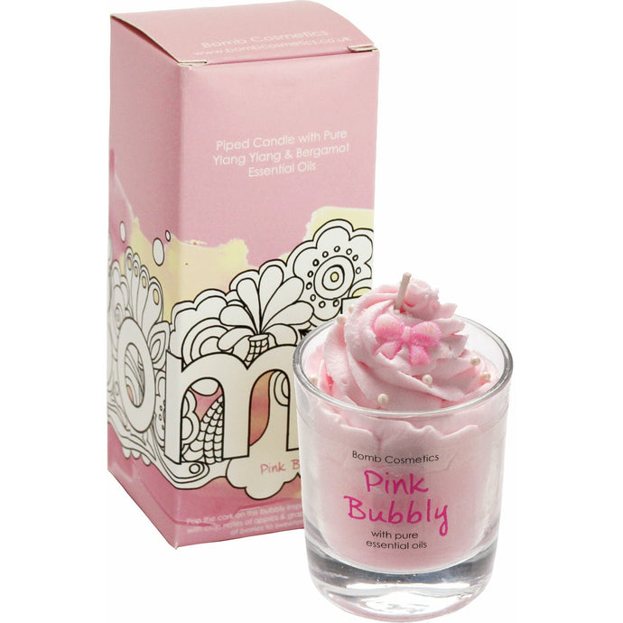 Pink Bubbly Piped Candle