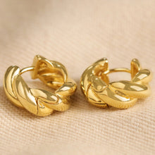 Load image into Gallery viewer, Rope Huggie Hoop Earrings in Gold